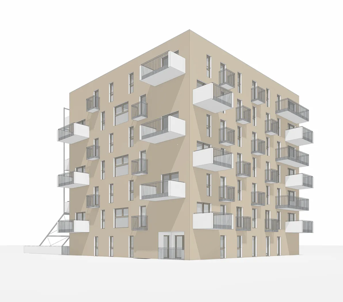 Neubau Wohnbauten Meischlgasse, Wien 23 (ArGe BD-Z), Wohnbau Mehrfamilienhaus (Bauteil 7) In der Wiesen, Rendering