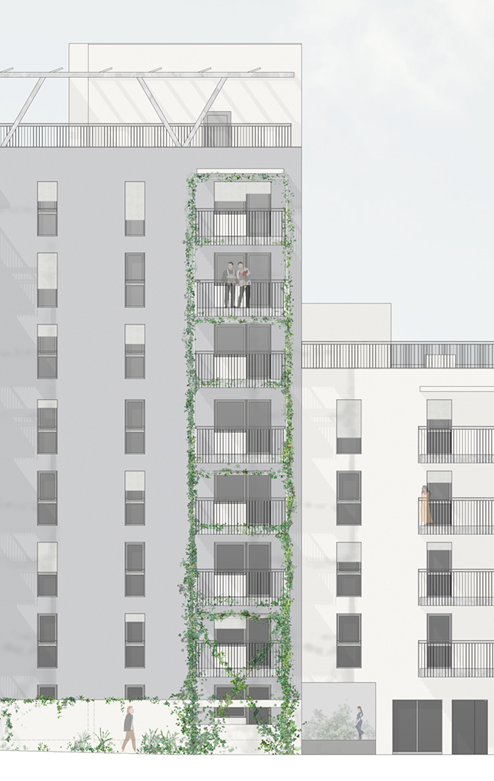 Wohnbauten Meischlgasse, Wien 23, Bauteil 9, Blick von Osten