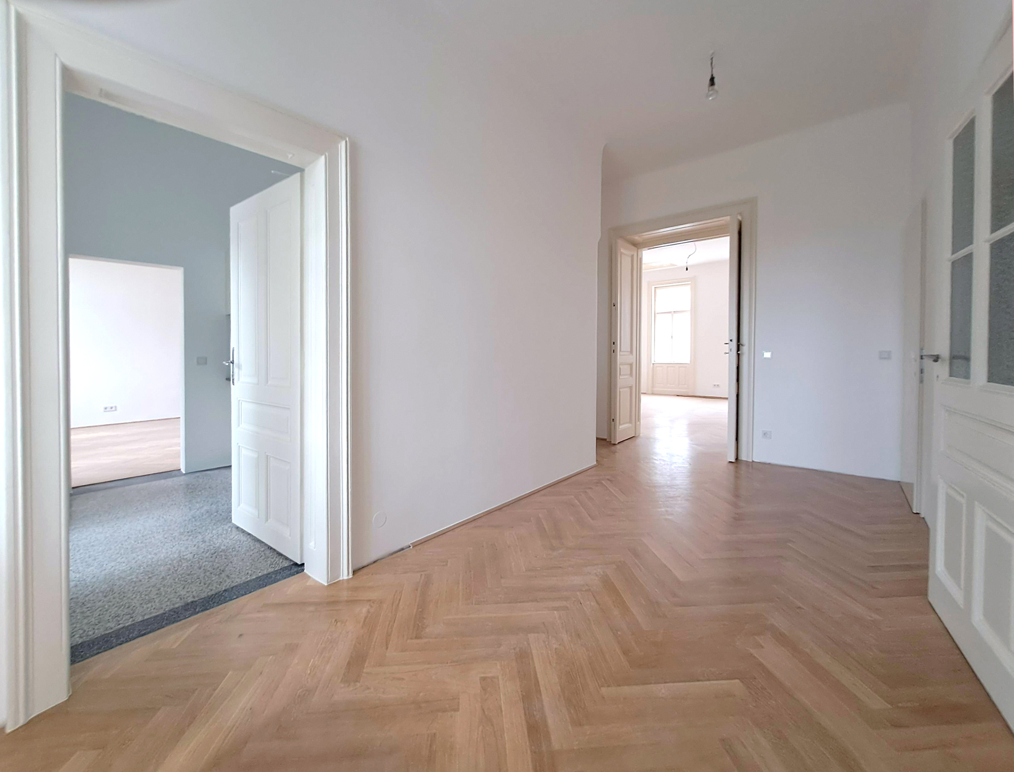 Umbau und Neugestaltung Mietwohnung P, Wien 4, Eingangsbereich mit Durchblicken